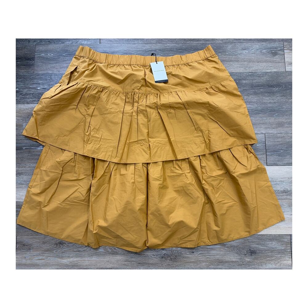 Who What Wear Mustard Tiered Midi Skirt 4X Cottagecore Prairie Fall - Picture 5 of 5